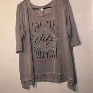 Grey Shirt with lace details at the bottom size XL